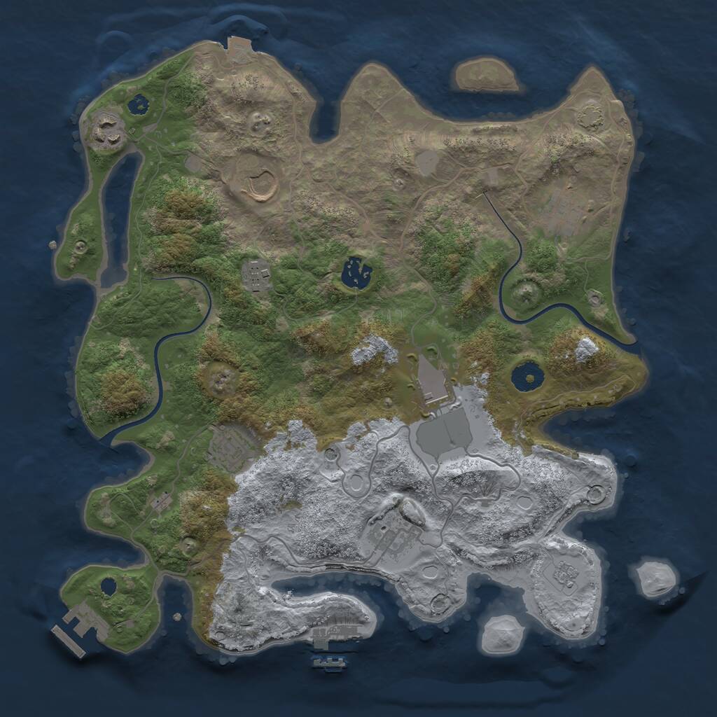 Rust Map: Procedural Map, Size: 3500, Seed: 1990515079, 14 Monuments