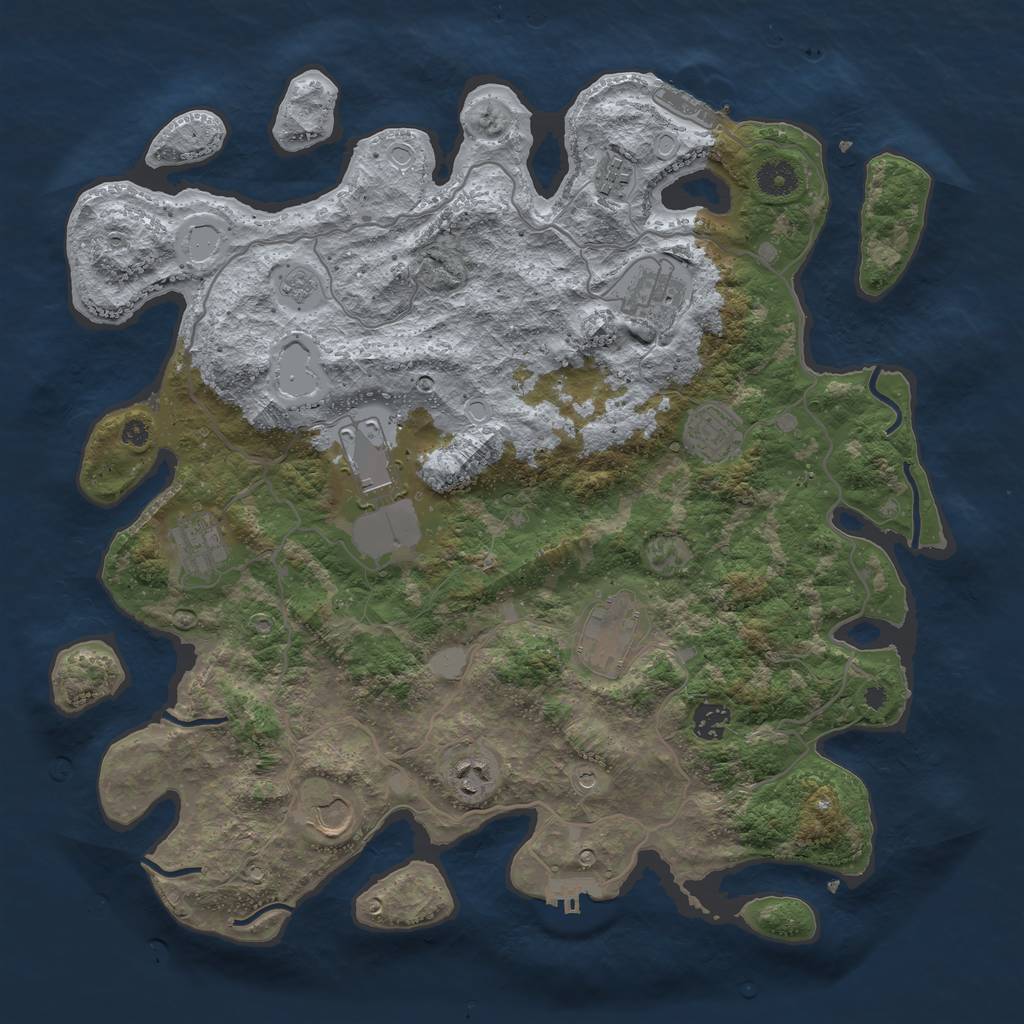 Rust Map: Procedural Map, Size: 4000, Seed: 827350836, 18 Monuments
