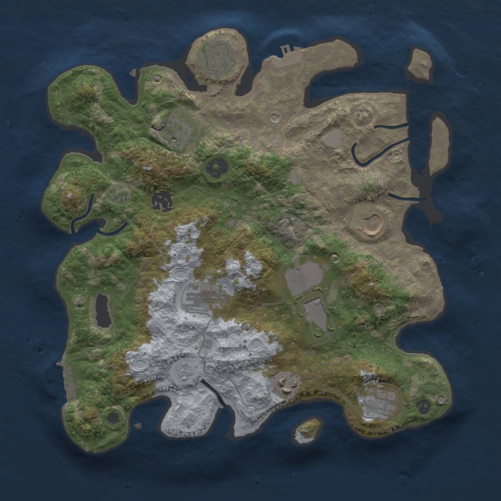 Rust Map: Procedural Map, Size: 3500, Seed: 1192820971, 15 Monuments