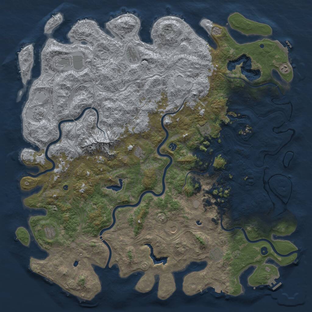 Rust Map: Procedural Map, Size: 6000, Seed: 462395, 17 Monuments