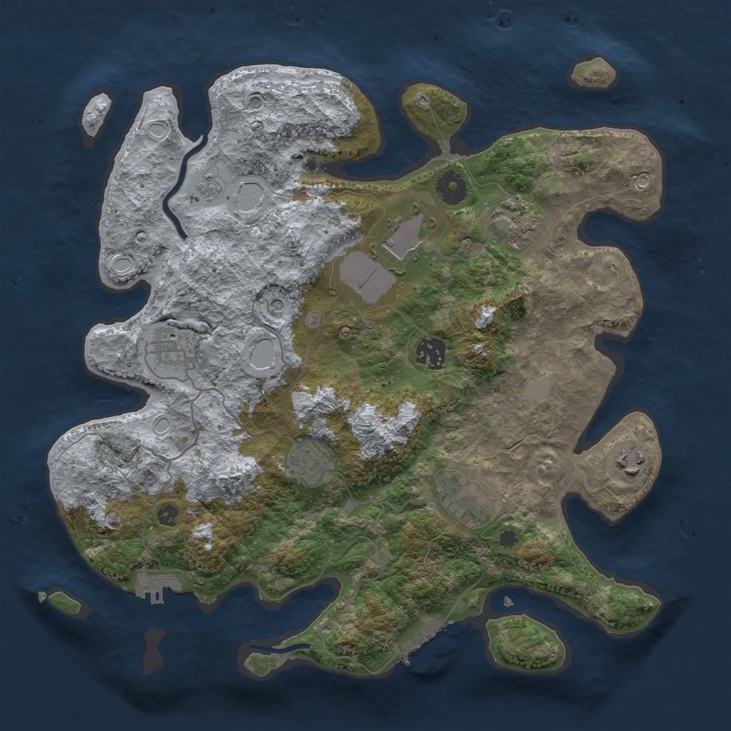 Rust Map: Procedural Map, Size: 3500, Seed: 353516, 16 Monuments