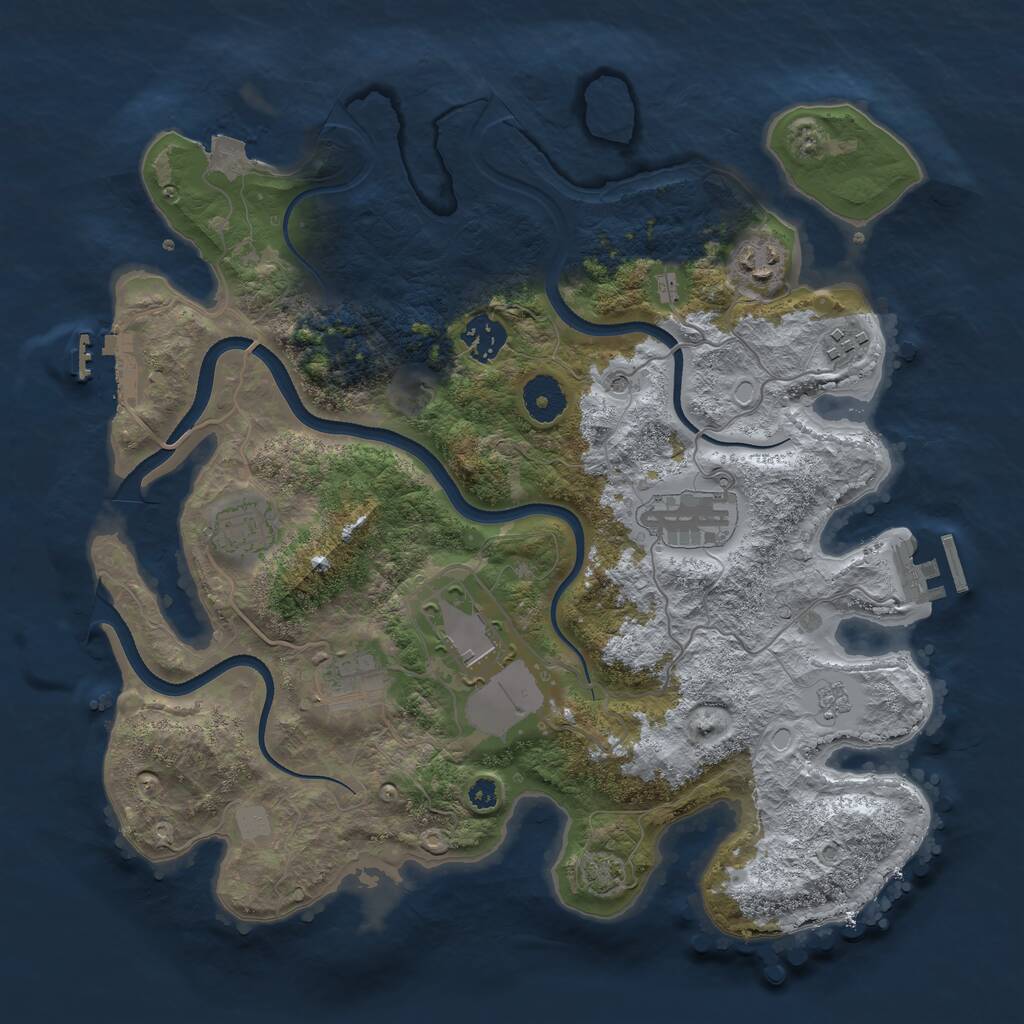 Rust Map: Procedural Map, Size: 3500, Seed: 812159775, 13 Monuments