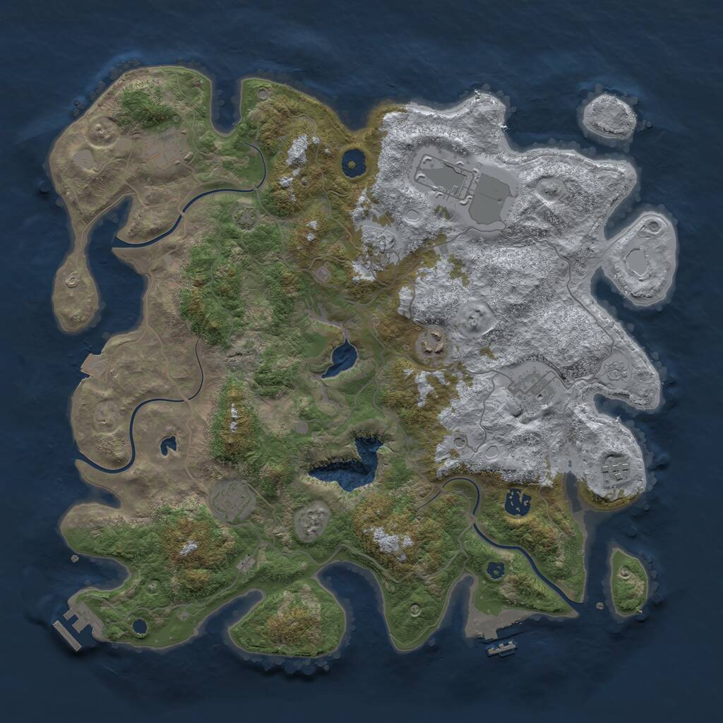 Rust Map: Procedural Map, Size: 4050, Seed: 1321891736, 14 Monuments