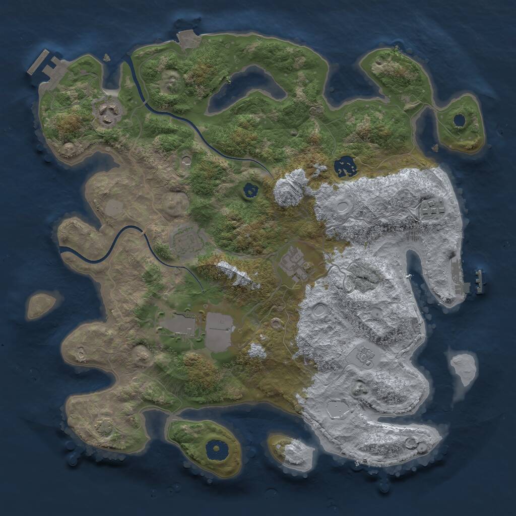 Rust Map: Procedural Map, Size: 3500, Seed: 6880471, 12 Monuments