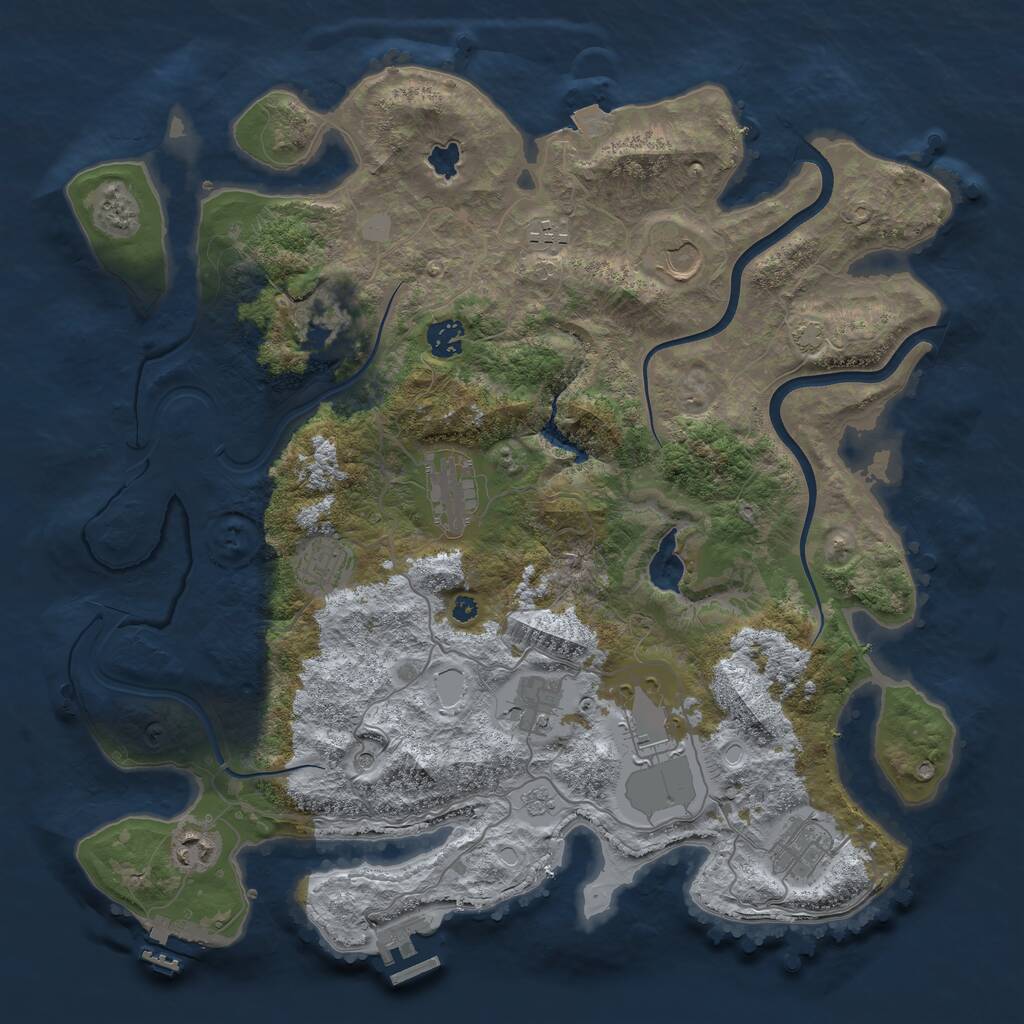 Rust Map: Procedural Map, Size: 4000, Seed: 13032010, 16 Monuments