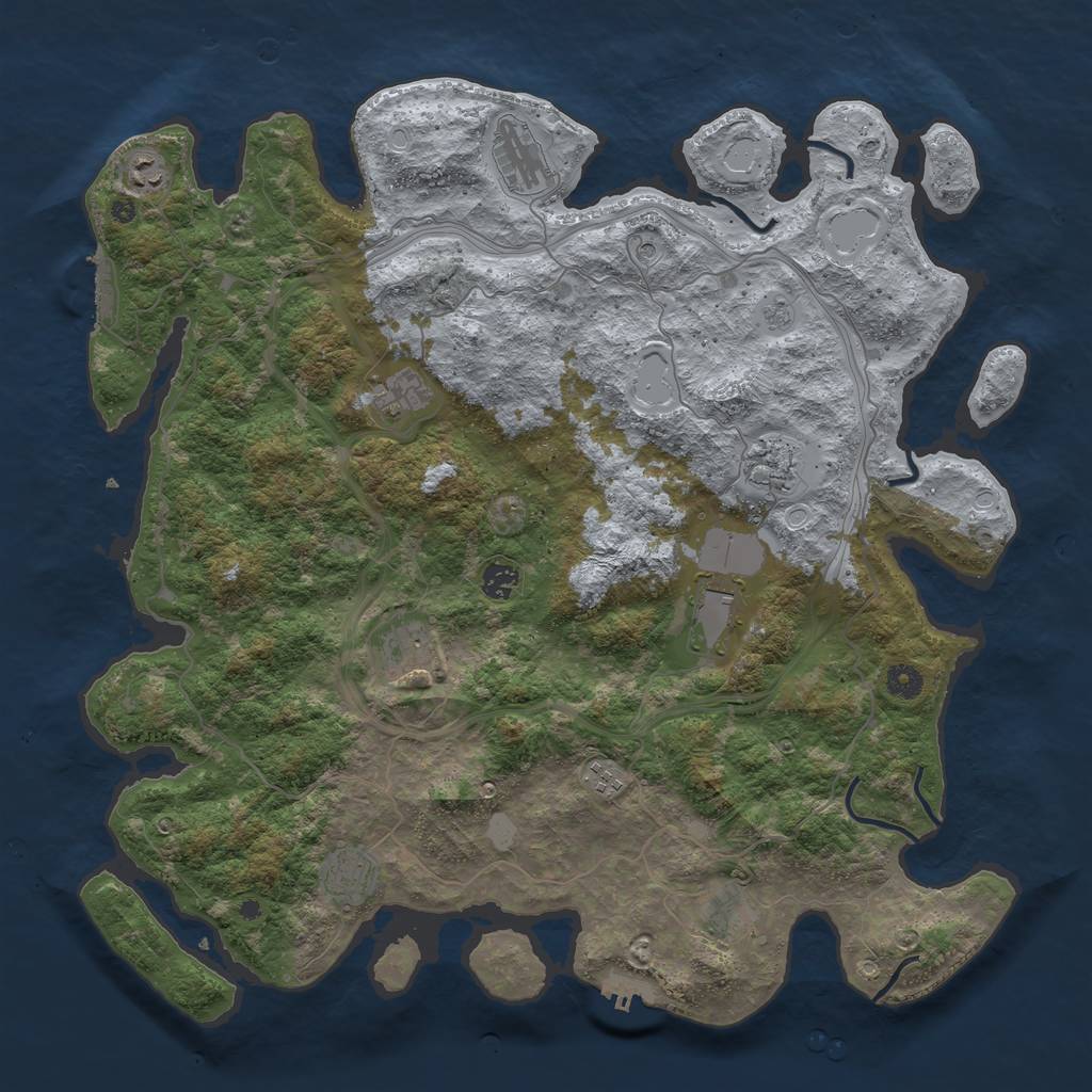 Rust Map: Procedural Map, Size: 4500, Seed: 5254642, 19 Monuments