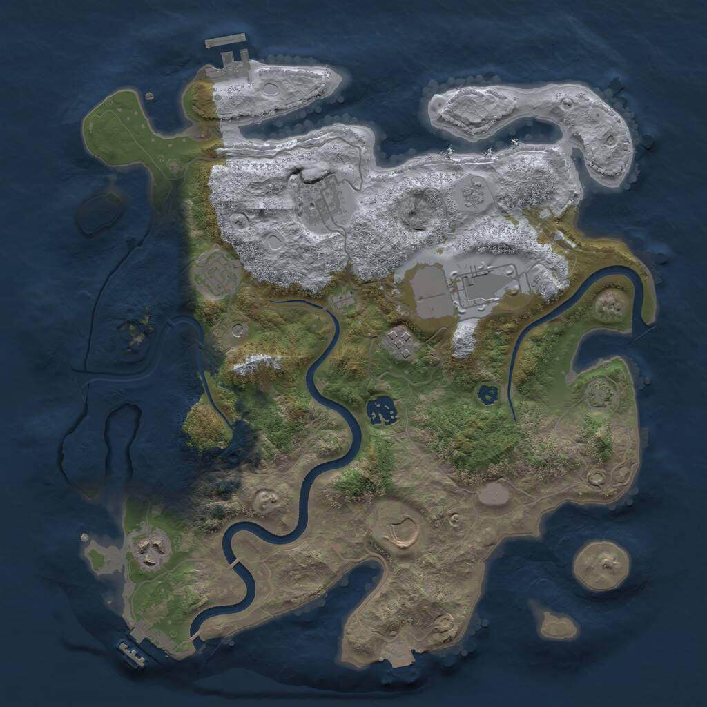 Rust Map: Procedural Map, Size: 3500, Seed: 919194422, 13 Monuments