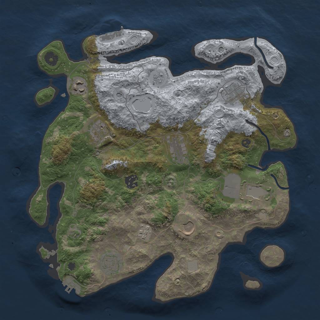Rust Map: Procedural Map, Size: 3500, Seed: 919194422, 18 Monuments
