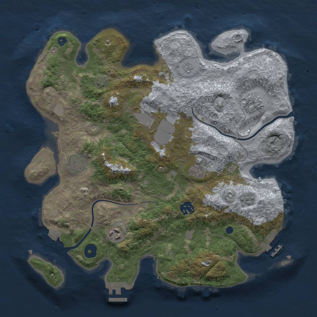 Rust Map: Procedural Map, Size: 3500, Seed: 265854732, 13 Monuments