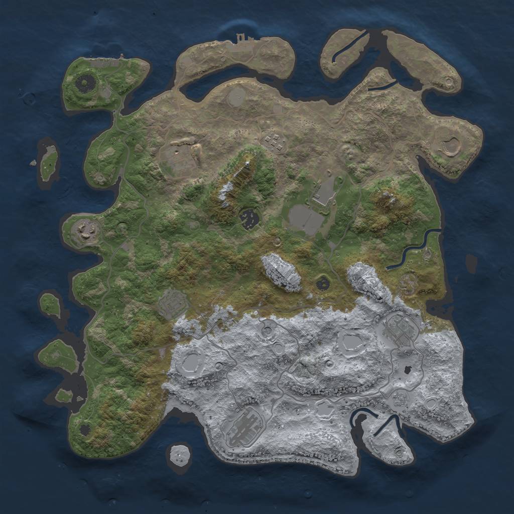 Rust Map: Procedural Map, Size: 4000, Seed: 7324, 18 Monuments