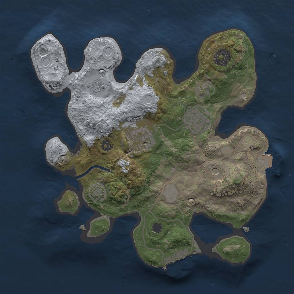 Rust Map: Procedural Map, Size: 2500, Seed: 23645, 9 Monuments