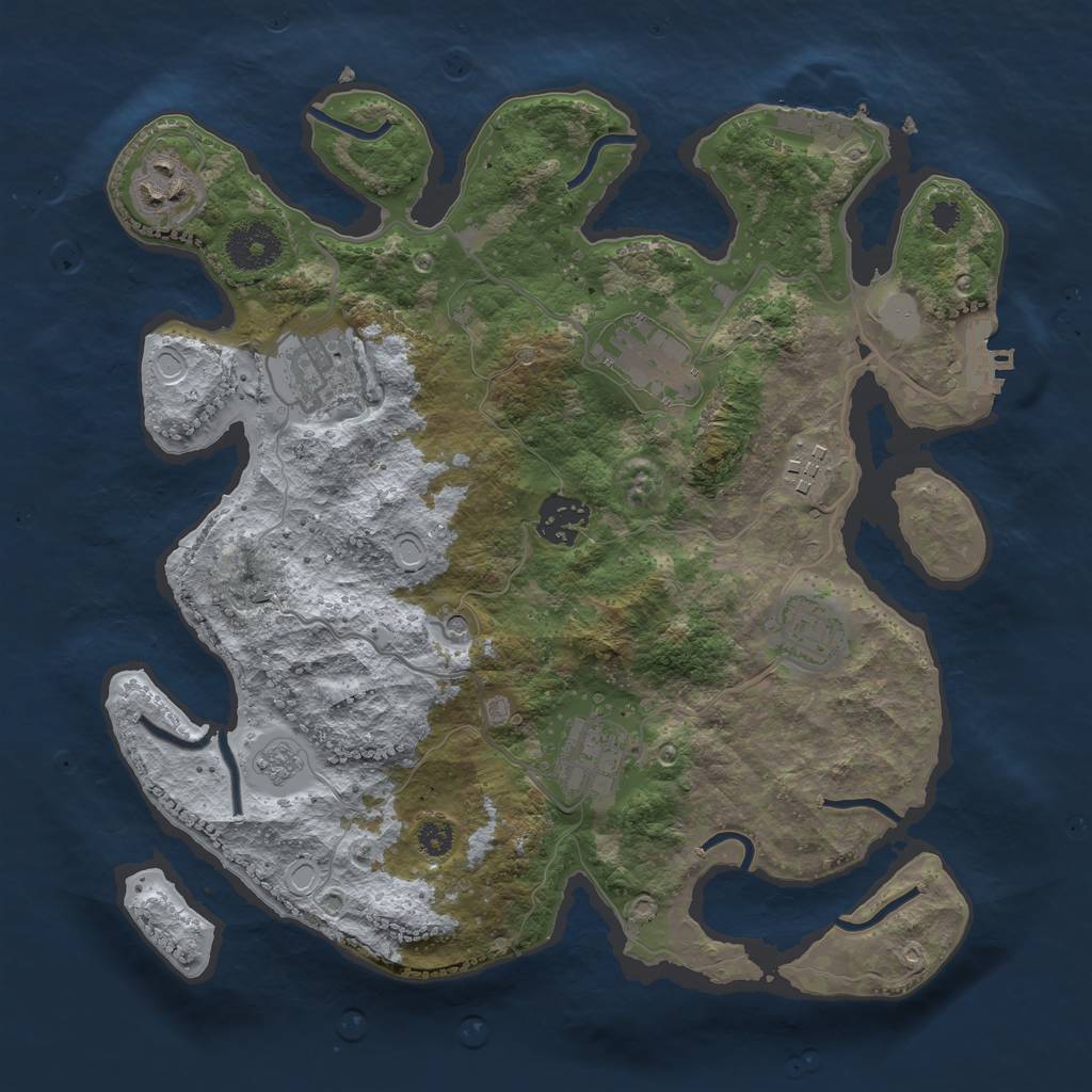 Rust Map: Procedural Map, Size: 3200, Seed: 69244106, 16 Monuments