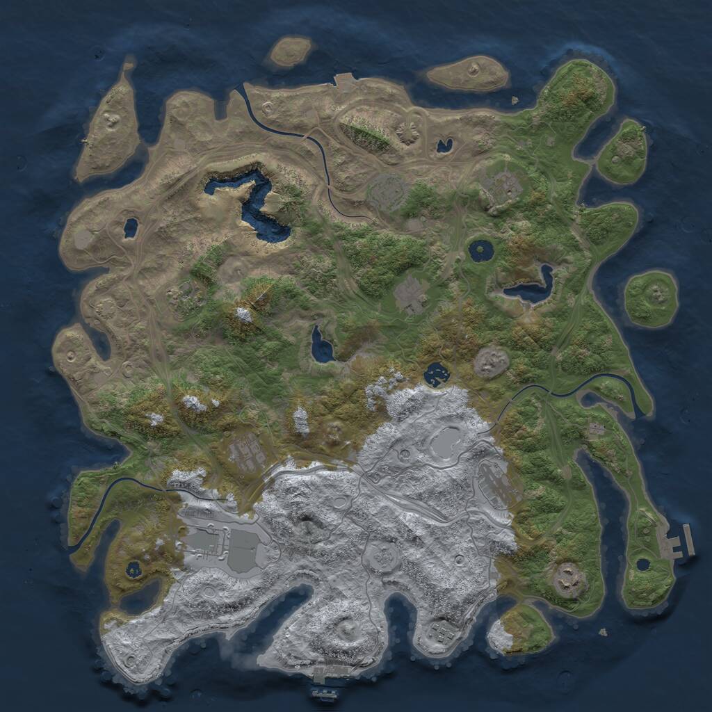 Rust Map: Procedural Map, Size: 4500, Seed: 214161312, 16 Monuments