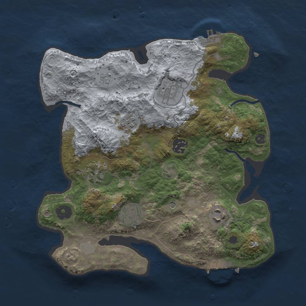Rust Map: Procedural Map, Size: 3000, Seed: 1261381559, 15 Monuments