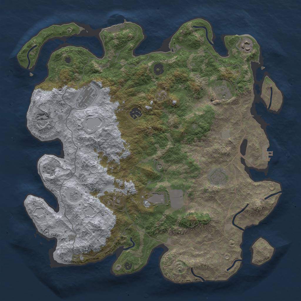 Rust Map: Procedural Map, Size: 4000, Seed: 637025610, 17 Monuments