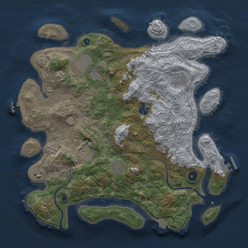 Rust Map: Procedural Map, Size: 3750, Seed: 1264556495, 13 Monuments