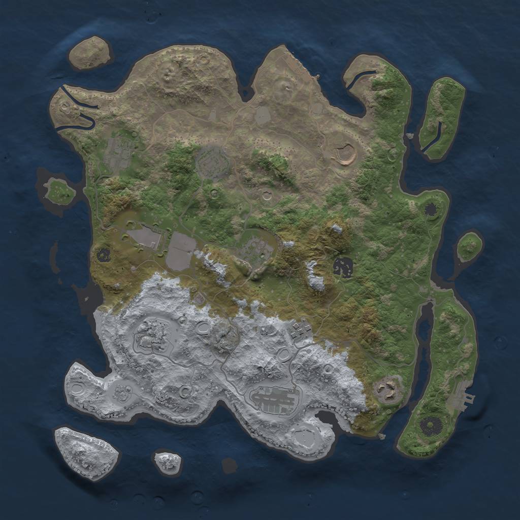 Rust Map: Procedural Map, Size: 3650, Seed: 2228, 19 Monuments