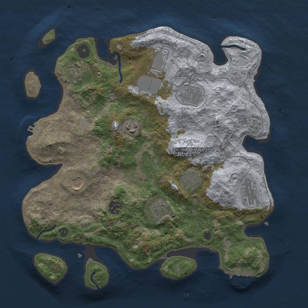 Rust Map: Procedural Map, Size: 3500, Seed: 77488813, 19 Monuments
