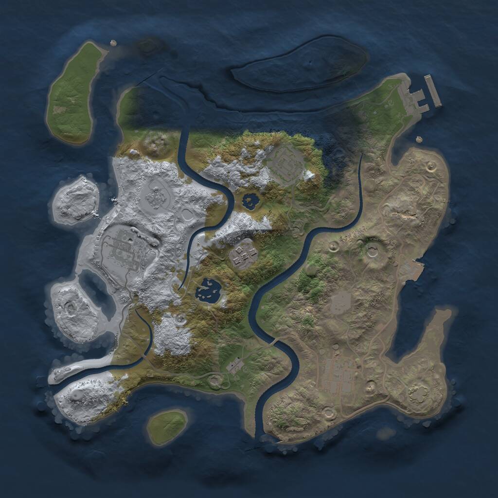 Rust Map: Procedural Map, Size: 3000, Seed: 34237025, 10 Monuments