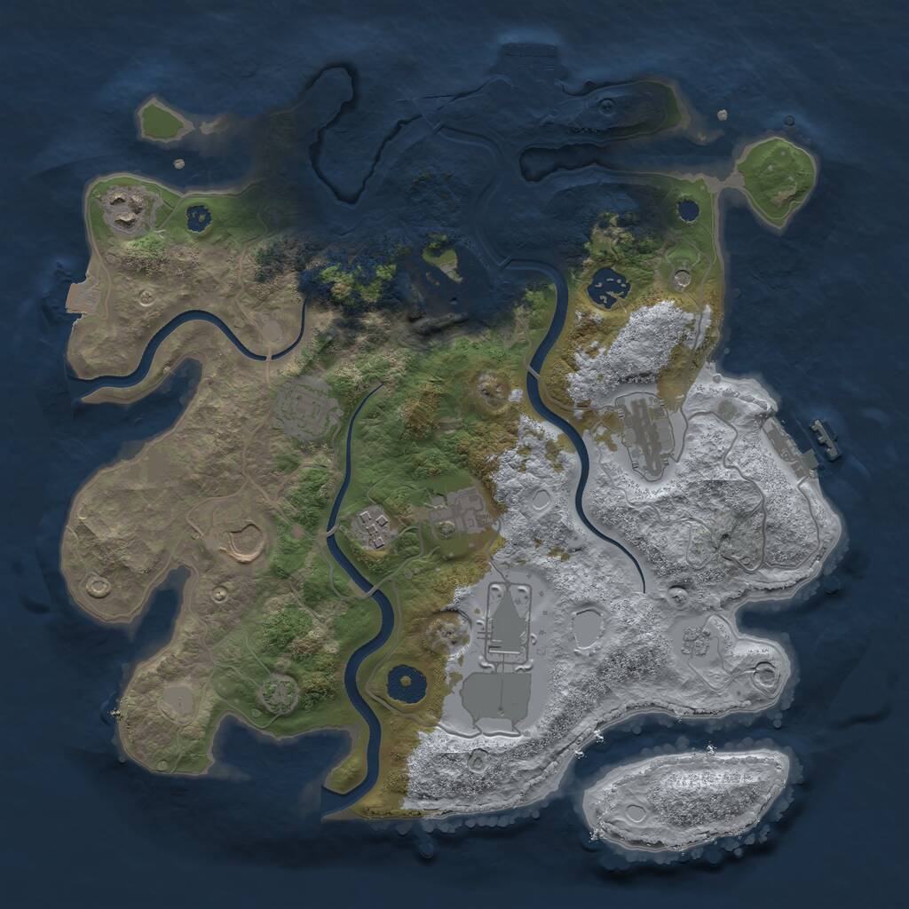 Rust Map: Procedural Map, Size: 3500, Seed: 1154595428, 15 Monuments