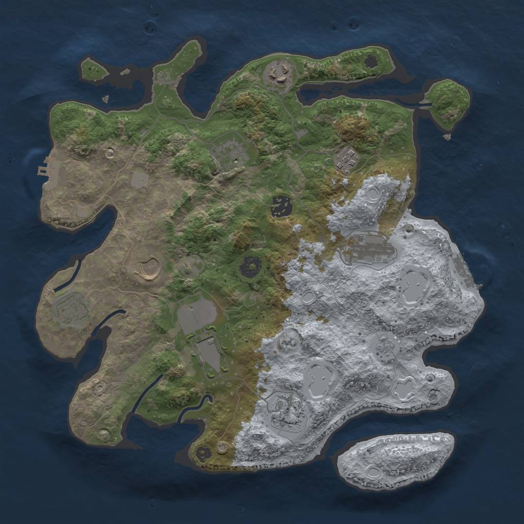 Rust Map: Procedural Map, Size: 3500, Seed: 1154595428, 17 Monuments