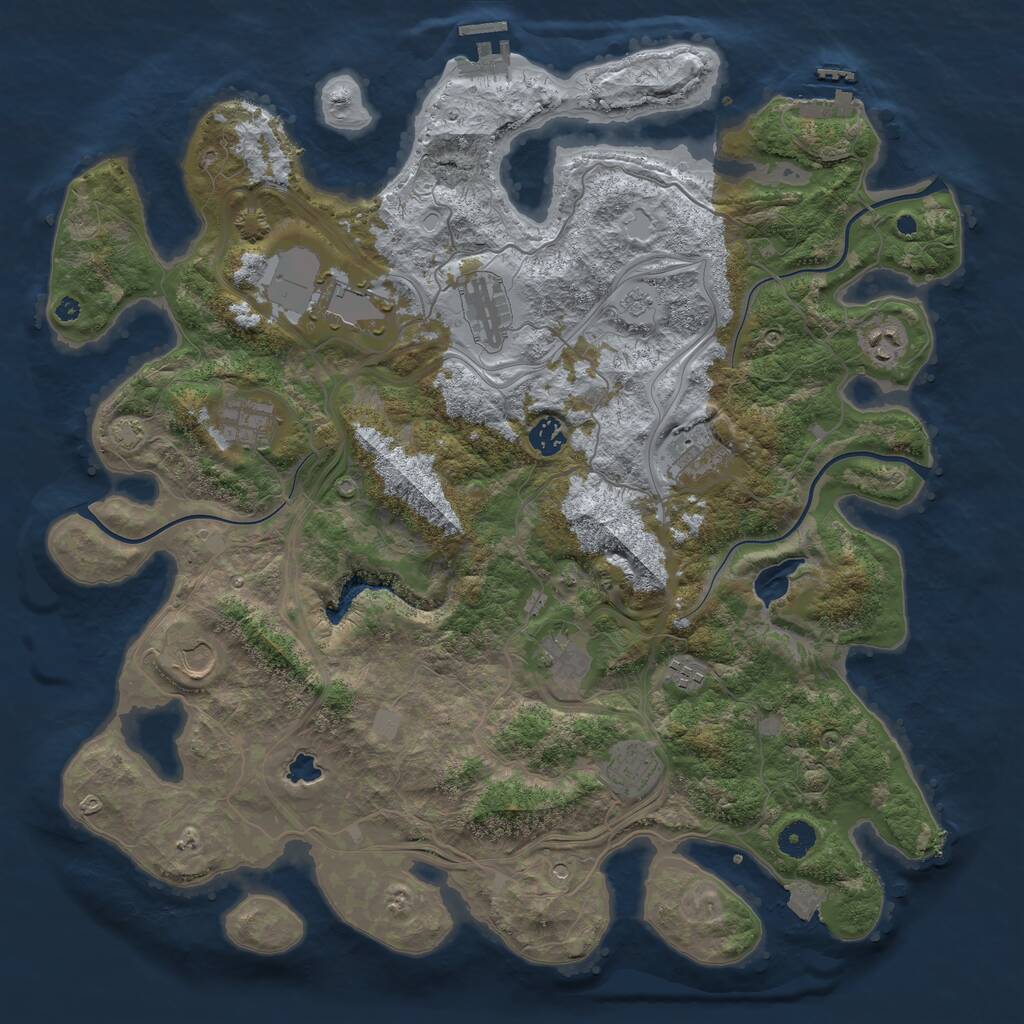 Rust Map: Procedural Map, Size: 4250, Seed: 941186386, 16 Monuments