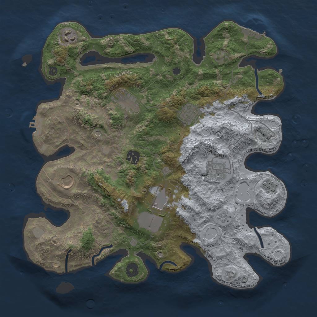 Rust Map: Procedural Map, Size: 3500, Seed: 648249, 17 Monuments