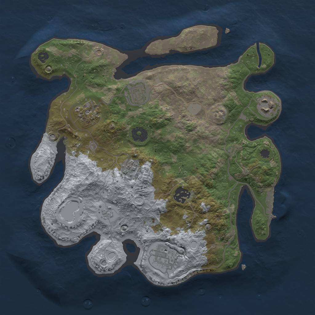 Rust Map: Procedural Map, Size: 3000, Seed: 23036, 13 Monuments