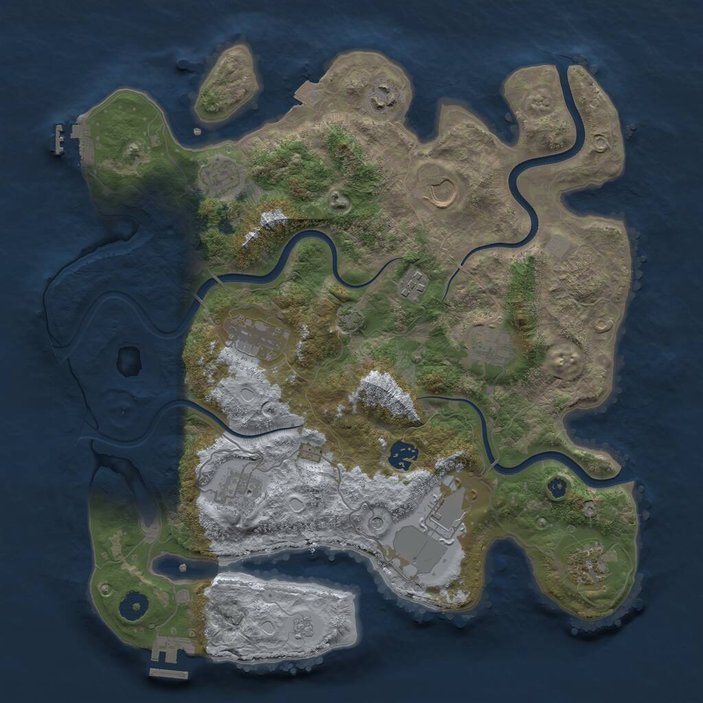 Rust Map: Procedural Map, Size: 3700, Seed: 758242821, 16 Monuments