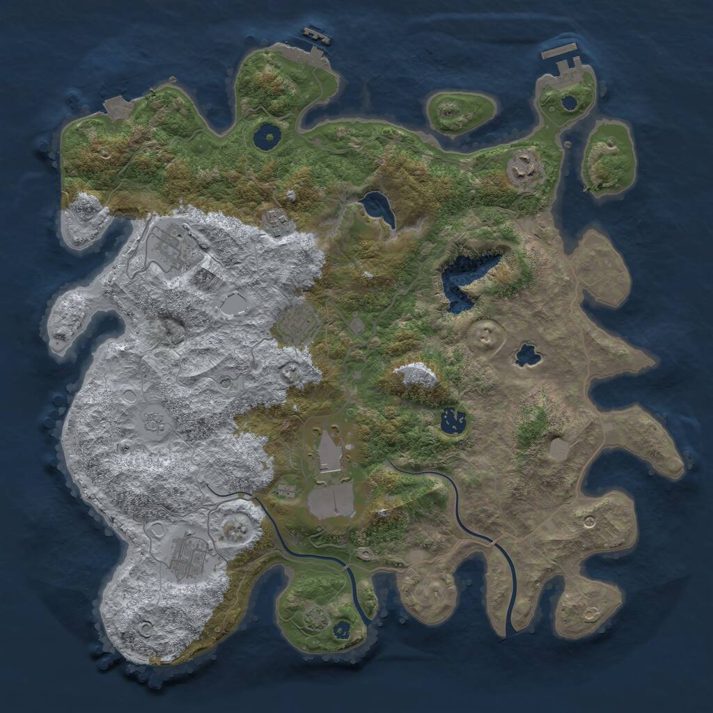 Rust Map: Procedural Map, Size: 4000, Seed: 659824, 13 Monuments