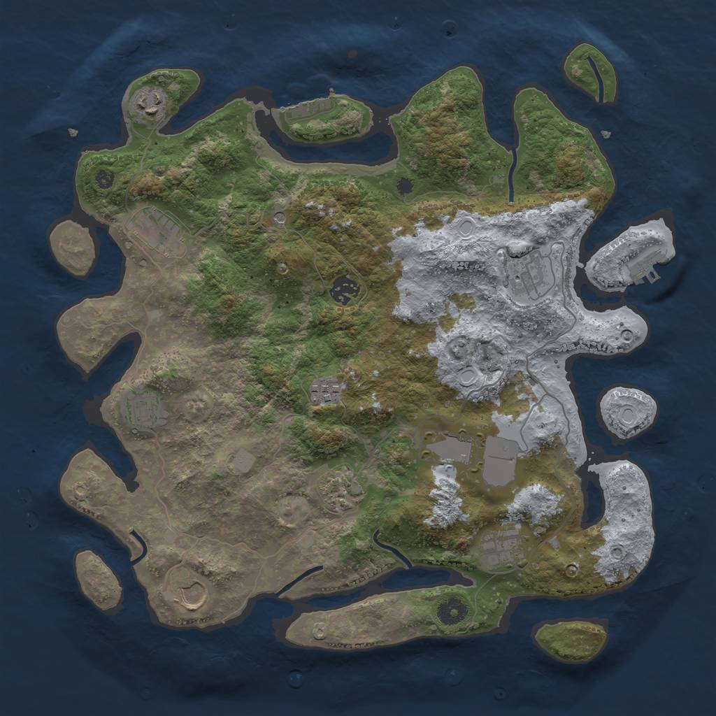 Rust Map: Procedural Map, Size: 3850, Seed: 153008378, 18 Monuments