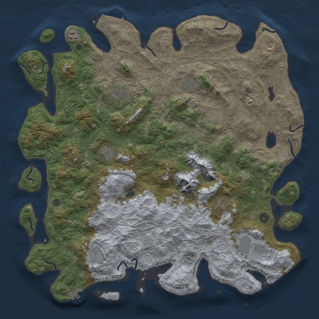 Rust Map: Procedural Map, Size: 5000, Seed: 835366801, 20 Monuments