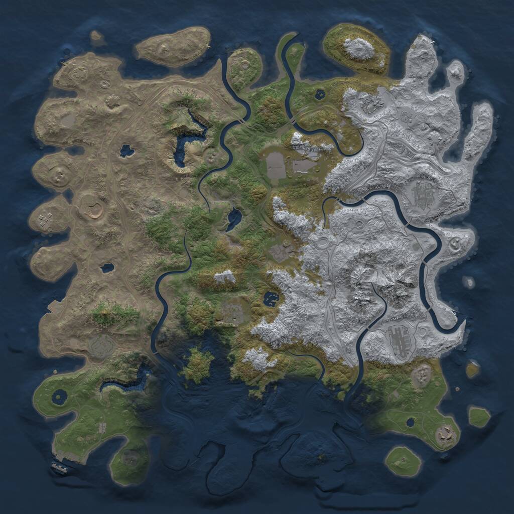 Rust Map: Procedural Map, Size: 5000, Seed: 541, 17 Monuments