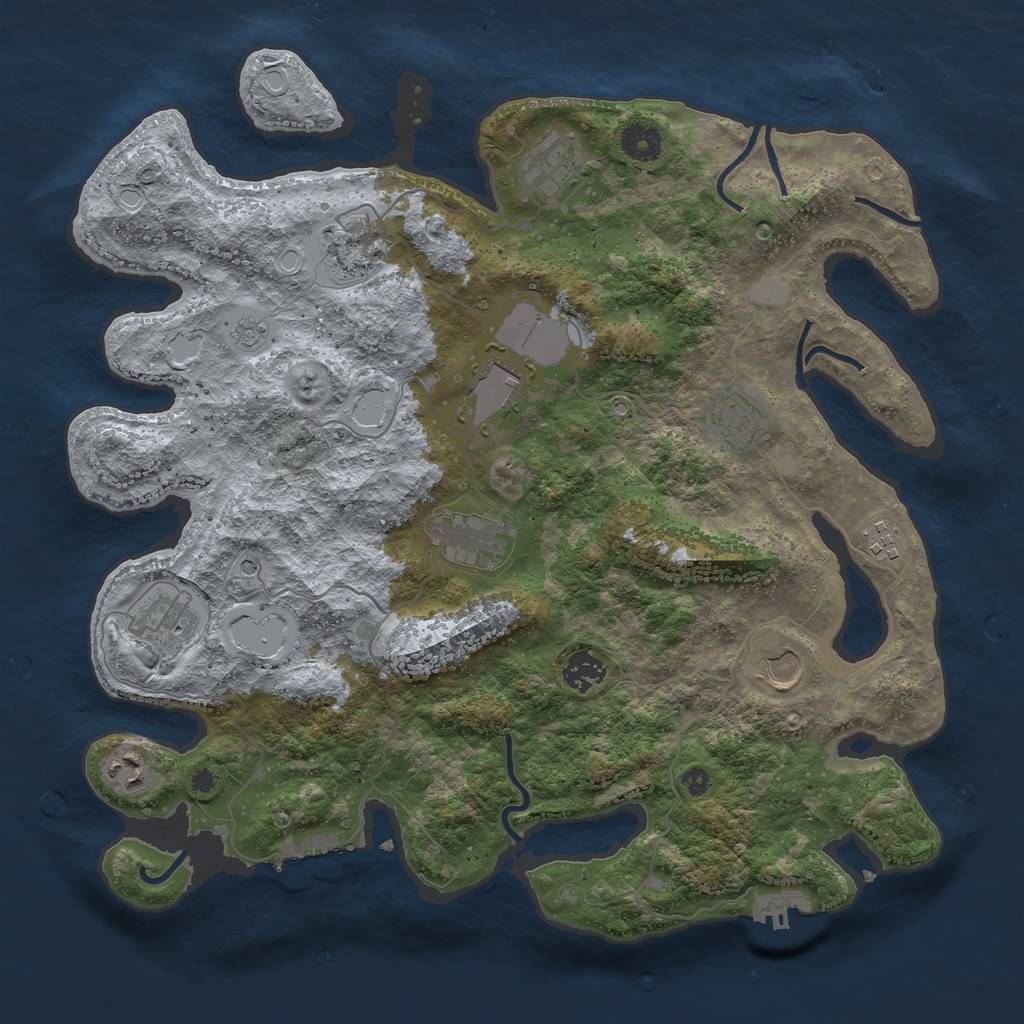 Rust Map: Procedural Map, Size: 3850, Seed: 34018465, 19 Monuments