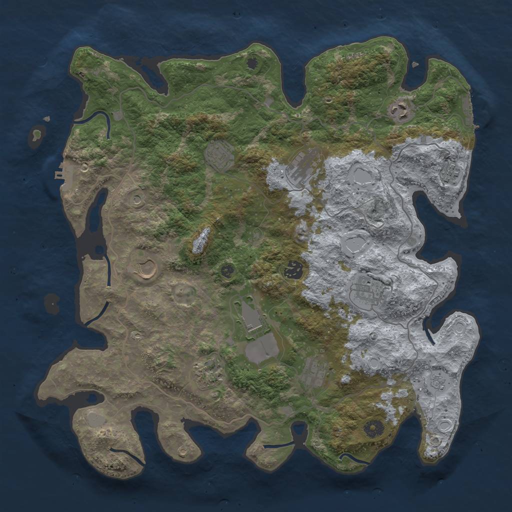 Rust Map: Procedural Map, Size: 4000, Seed: 421031349, 19 Monuments