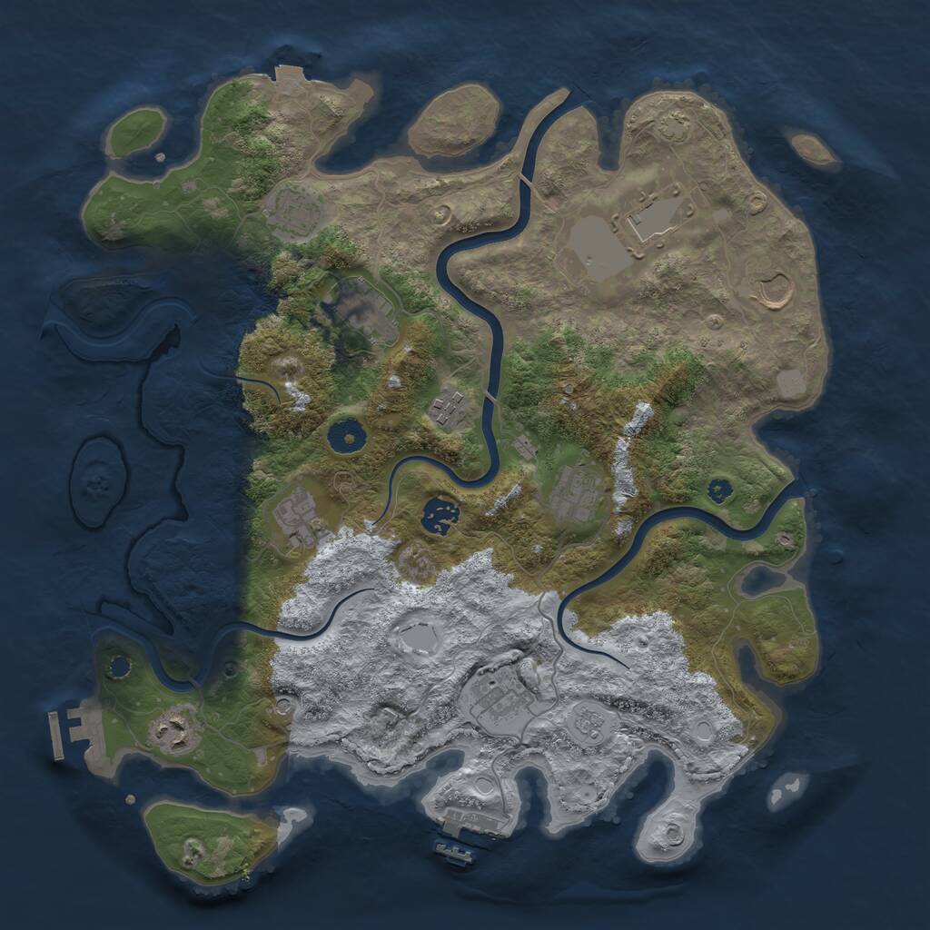 Rust Map: Procedural Map, Size: 3850, Seed: 1977919544, 16 Monuments