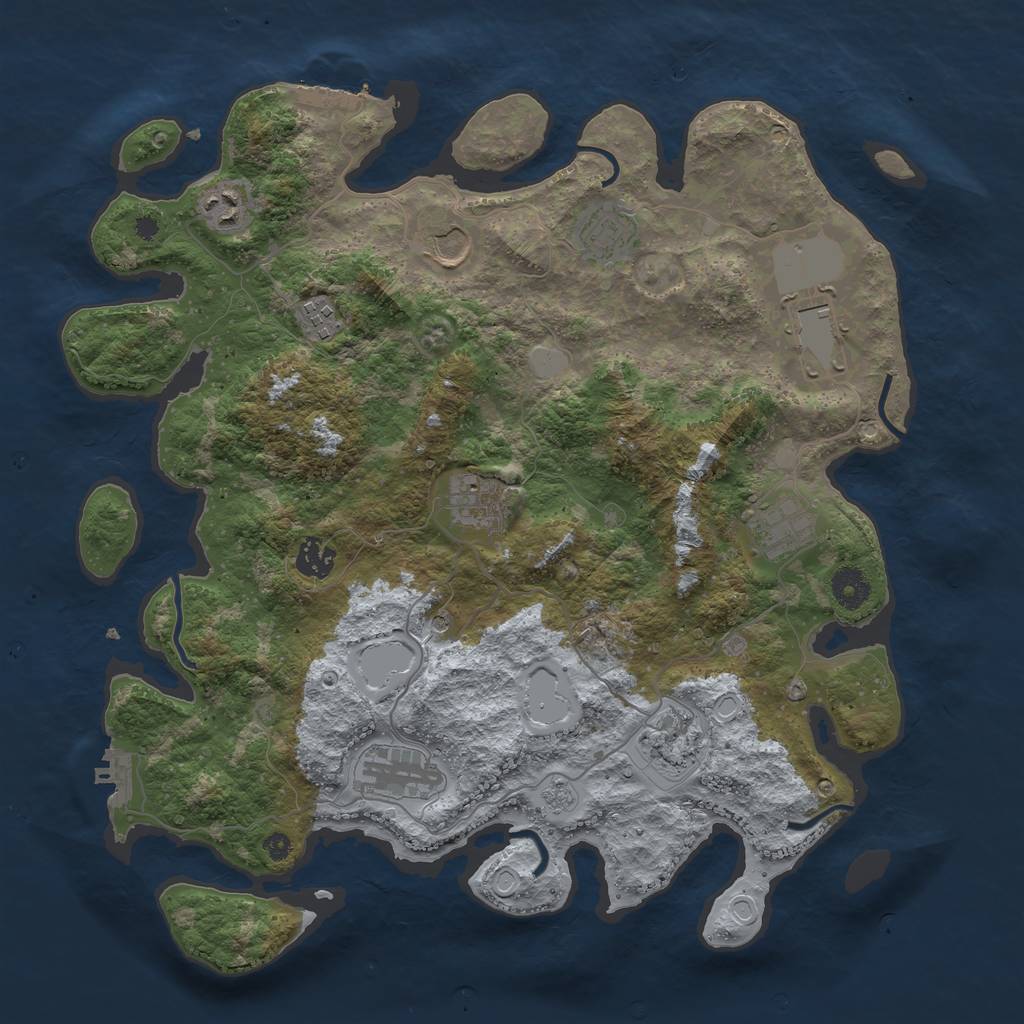 Rust Map: Procedural Map, Size: 3850, Seed: 1977919544, 17 Monuments