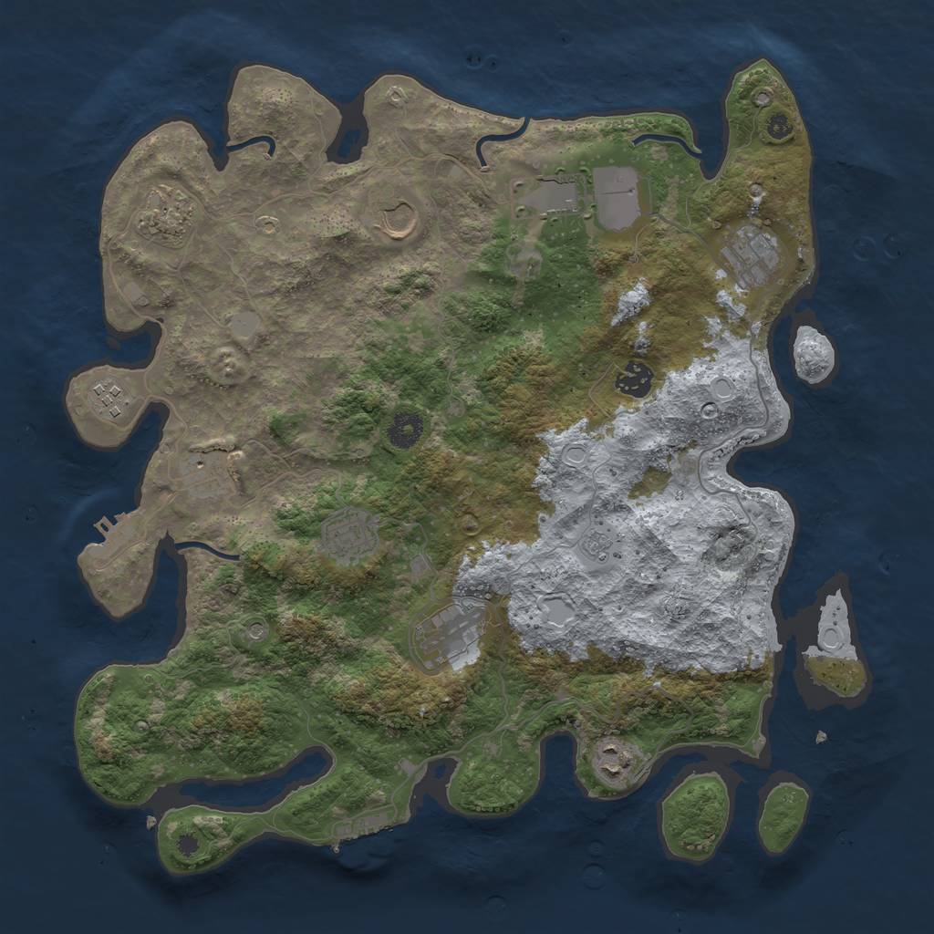 Rust Map: Procedural Map, Size: 3850, Seed: 1328650239, 19 Monuments