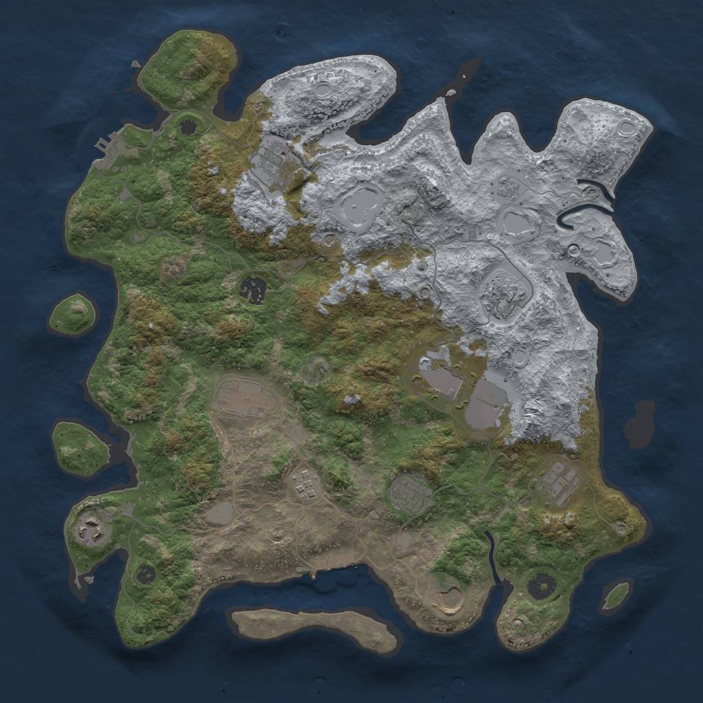 Rust Map: Procedural Map, Size: 3850, Seed: 702611589, 19 Monuments