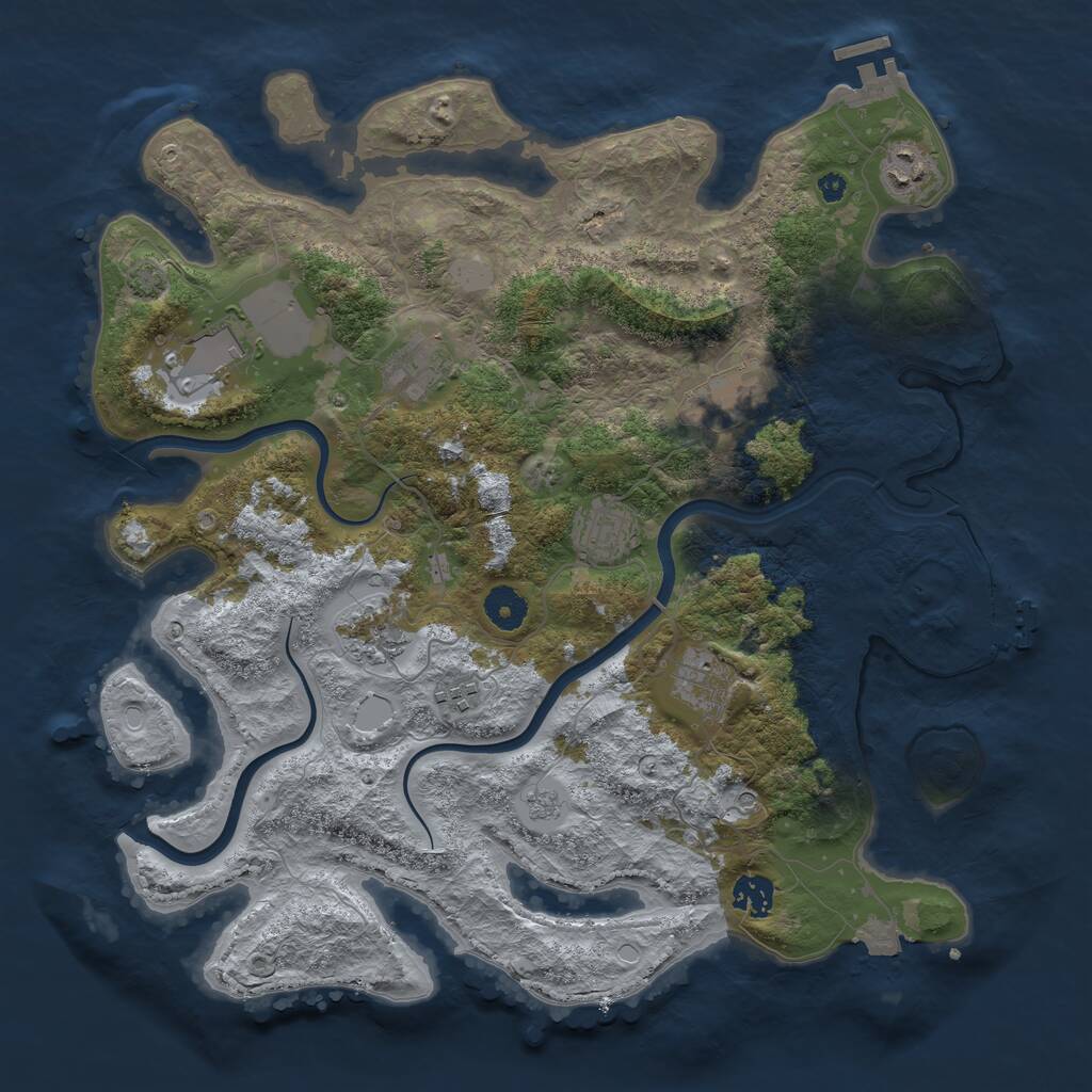 Rust Map: Procedural Map, Size: 3850, Seed: 2084438557, 15 Monuments
