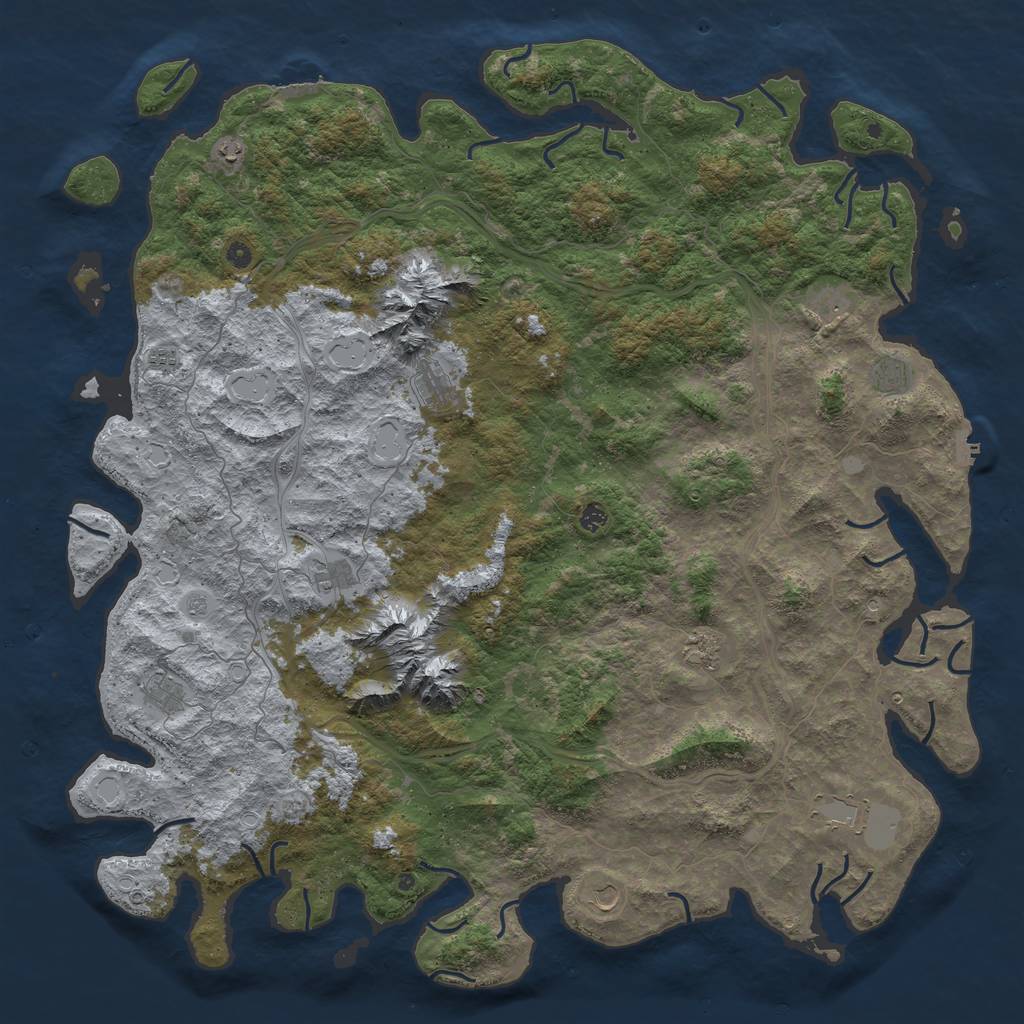 Rust Map: Procedural Map, Size: 6000, Seed: 3998254, 20 Monuments