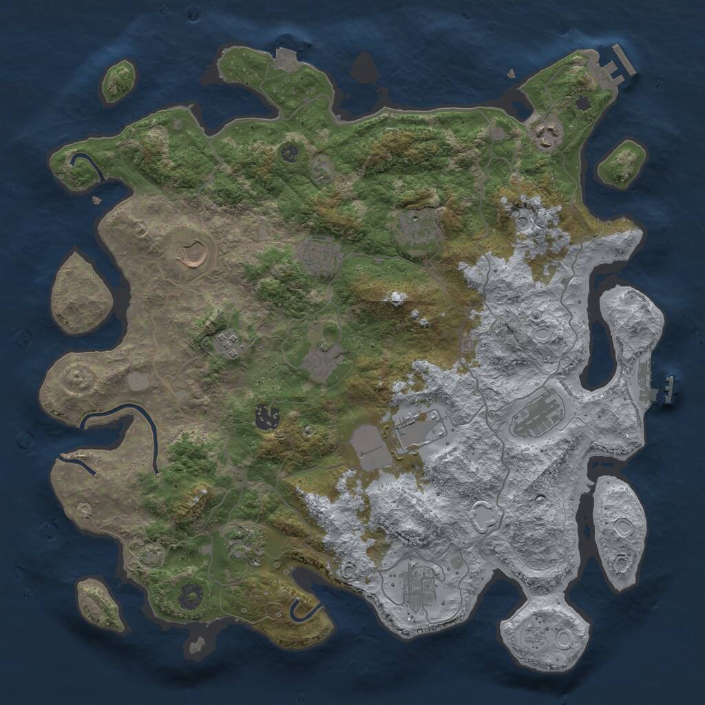 Rust Map: Procedural Map, Size: 4000, Seed: 1682829004, 17 Monuments