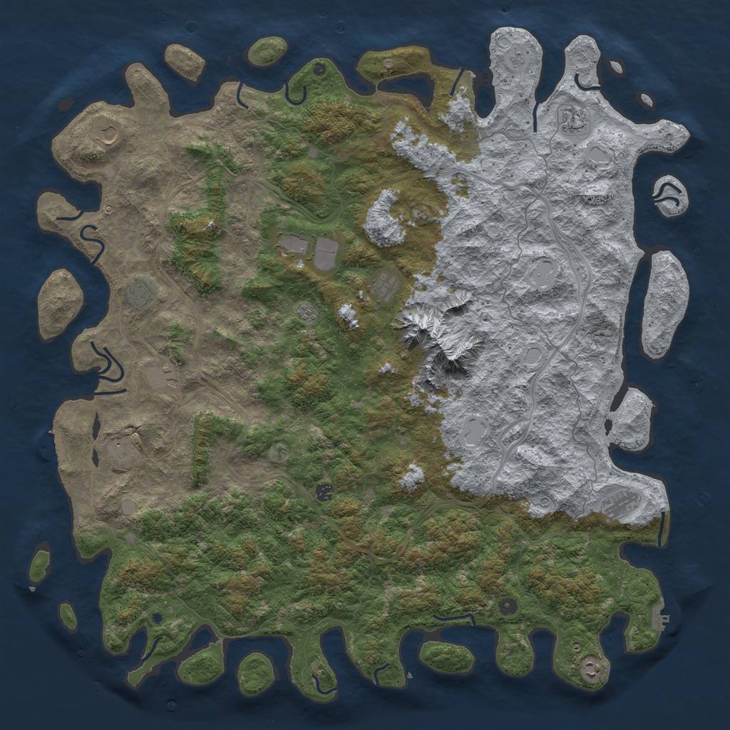 Rust Map: Procedural Map, Size: 6000, Seed: 32822525, 20 Monuments