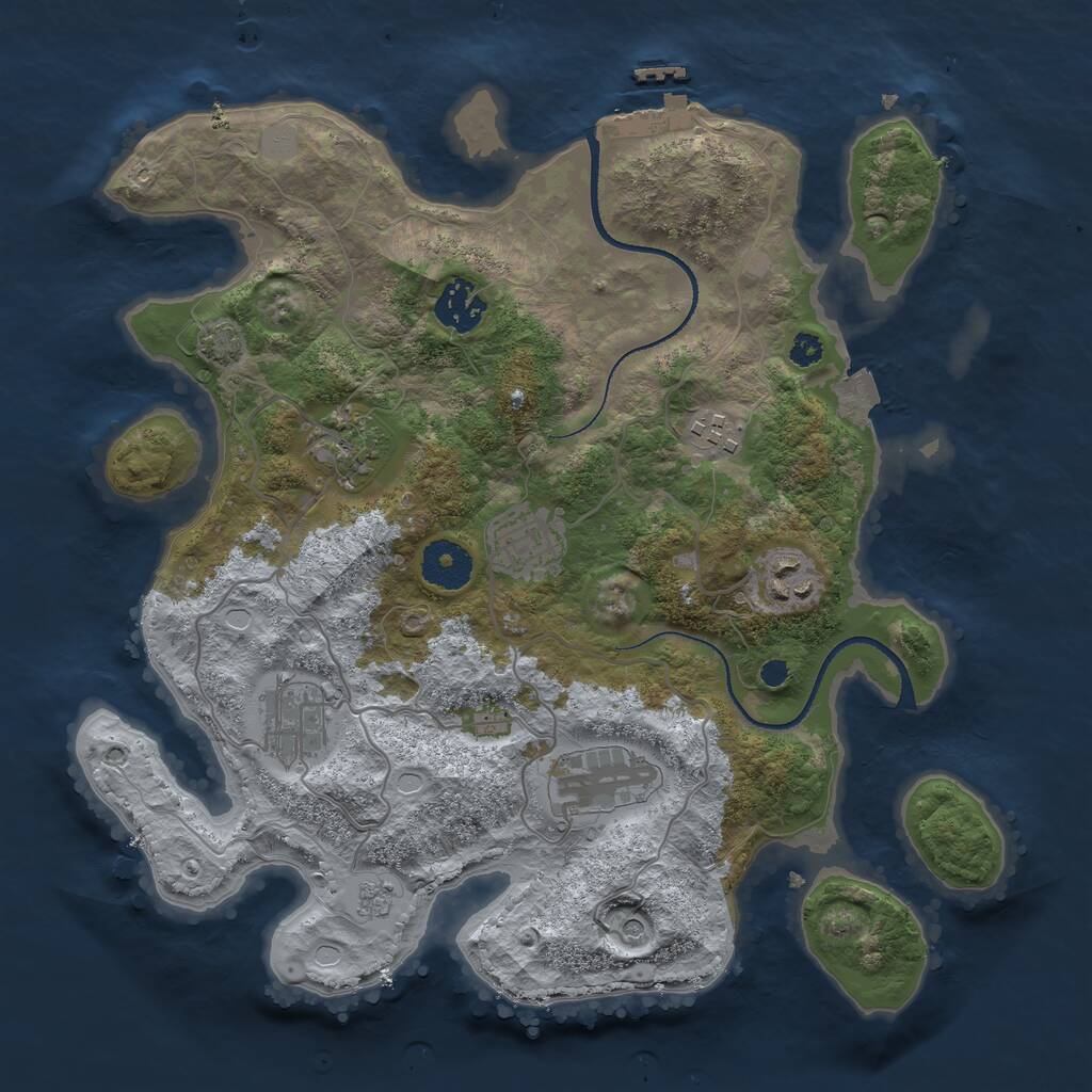 Rust Map: Procedural Map, Size: 3300, Seed: 1607, 12 Monuments