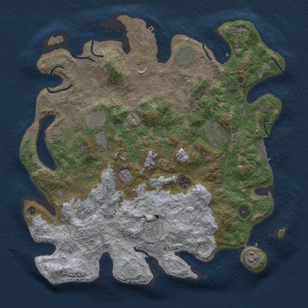 Rust Map: Procedural Map, Size: 4000, Seed: 838555816, 18 Monuments