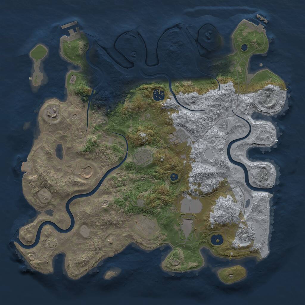 Rust Map: Procedural Map, Size: 3800, Seed: 510181979, 15 Monuments