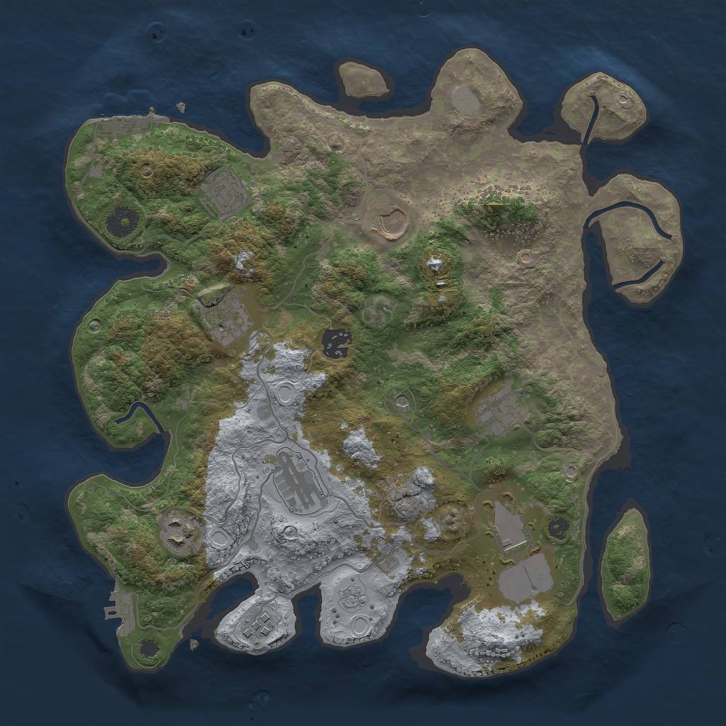 Rust Map: Procedural Map, Size: 3500, Seed: 75062108, 18 Monuments