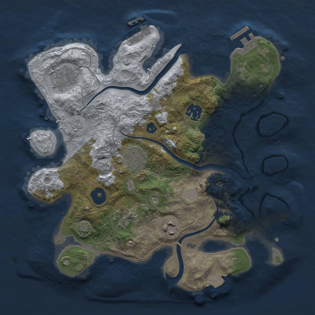 Rust Map: Procedural Map, Size: 3000, Seed: 12679, 12 Monuments
