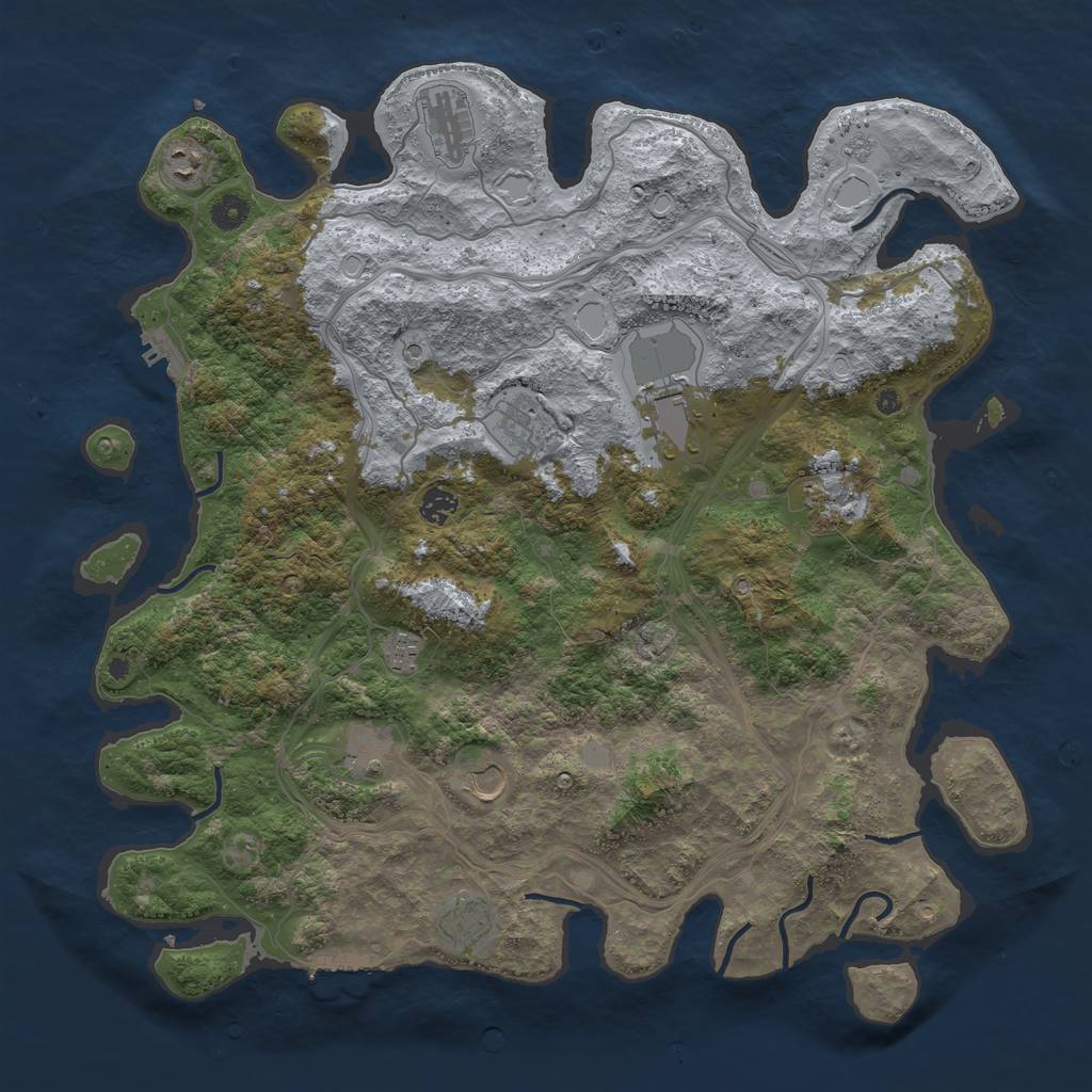 Rust Map: Procedural Map, Size: 4500, Seed: 1105535243, 19 Monuments