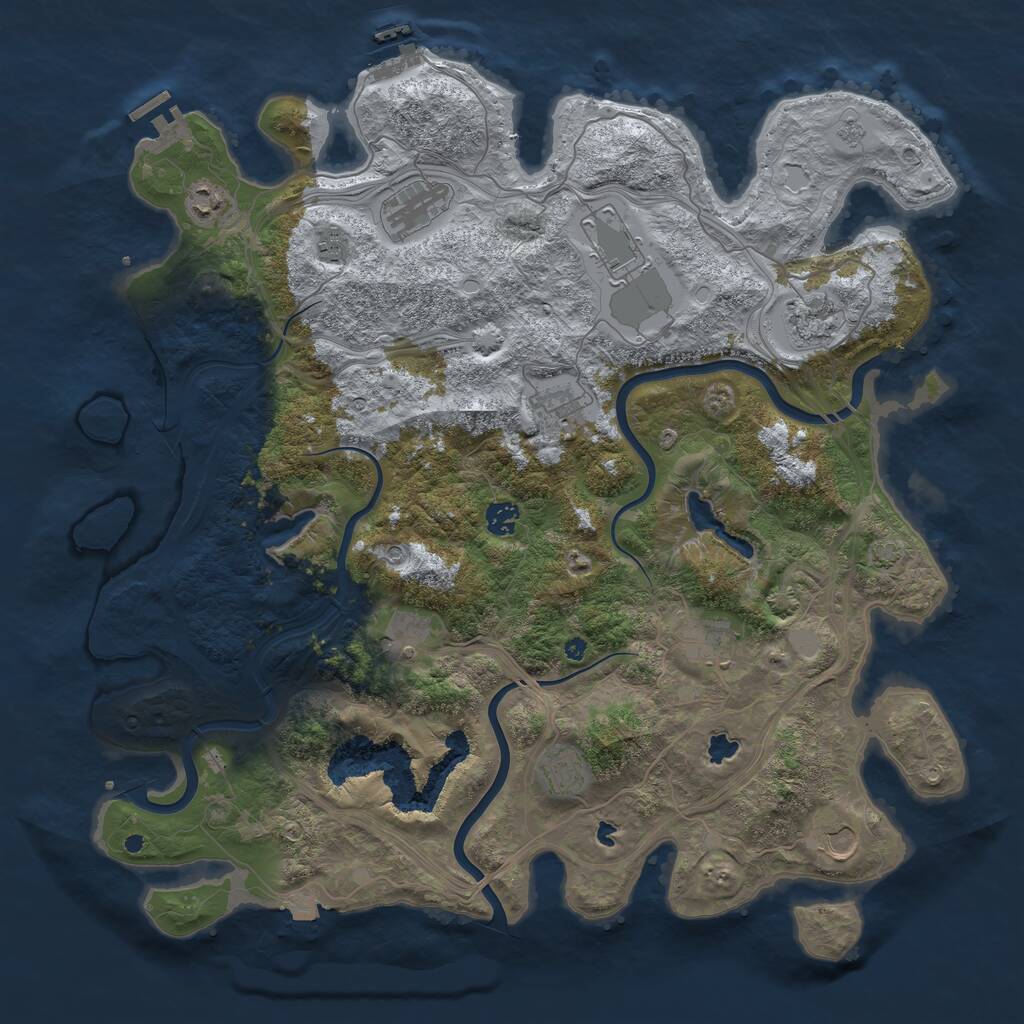 Rust Map: Procedural Map, Size: 4500, Seed: 1105535243, 17 Monuments